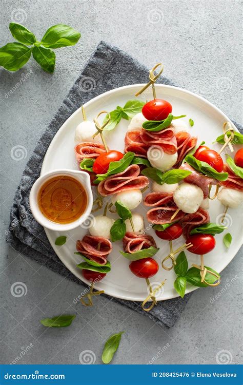 Italian Style Appetizer Caprese On A Stick Stock Photo Image Of