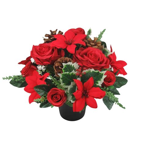 Just Because Silk Flowers Christmas Grave Arrangement 26cm 105 Inches