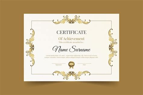 Free Vector Gradient Golden Certificate Of Achievement