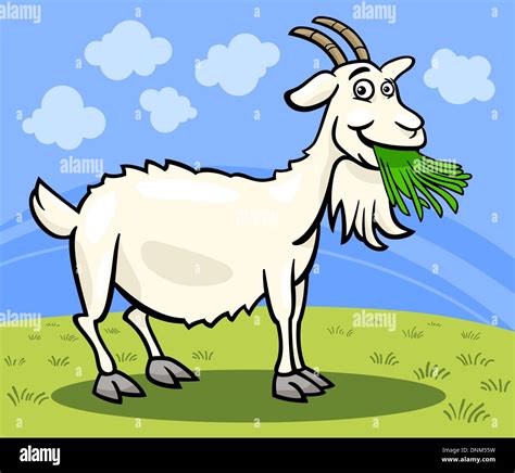 Cartoon Illustration Of Funny Comic Goat Animal On The Farm Stock