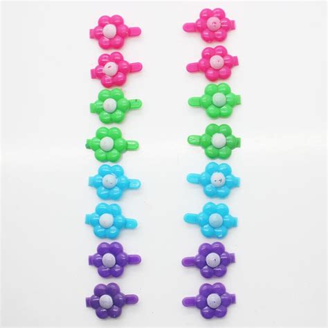 16pcs set mini hair clips girl s cute flower shape plastic hair clips fashion floral hair pins