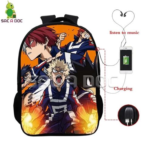 Anime Boku No Hero Academia Multifunction Backpack Deku Shoto Bakugou