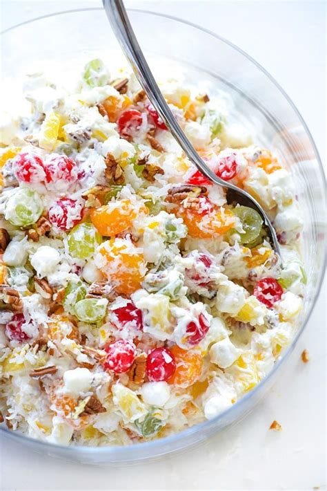 Check out 25 amazing salads, packed with fall ingredients some might say a salad is pointless at thanksgiving, but once you get a look at these flavorful ideas, you might think again. My Favorite Ambrosia Salad | foodiecrush.com | Ambrosia salad