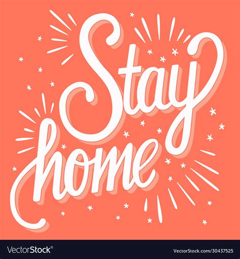 Stay Home Hand Lettering Corona Virus 2019 Ncov Vector Image