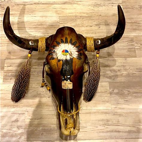 Native American Wall Decor Hand Painted Buffalo Skull Poshmark