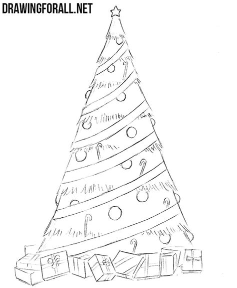 draw  simple christmas tree drawingforallnet