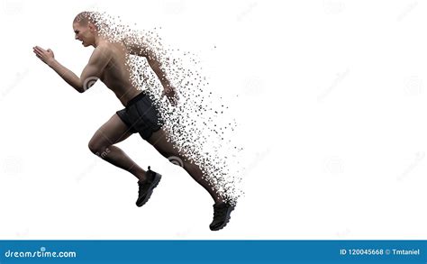 3d rendering a running male body illustration with the special effect stock illustration