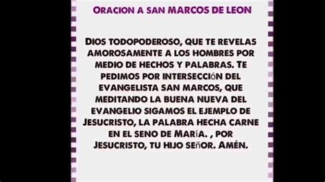 Oracion A San Marcos De Leon Youtube