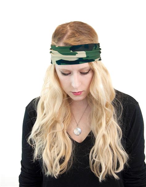 Green Camo Headband Women Headband Wide Headband Camoflauge Etsy