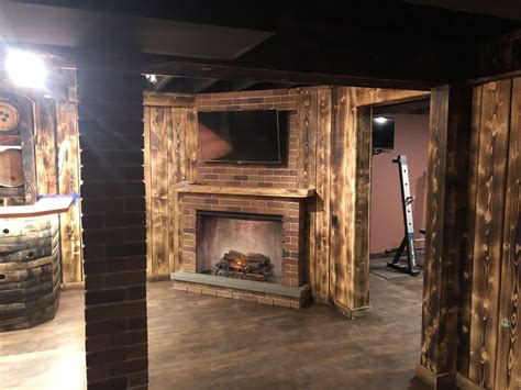 James Brick Veneer Basement Bar And Fireplace Genstone