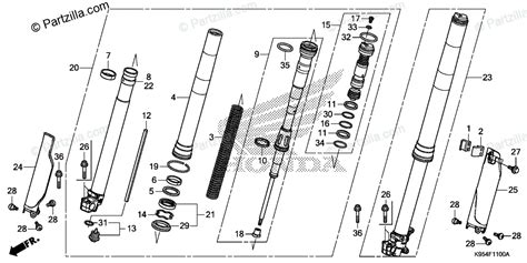Honda Motorcycle 2021 Oem Parts Diagram For Front Fork