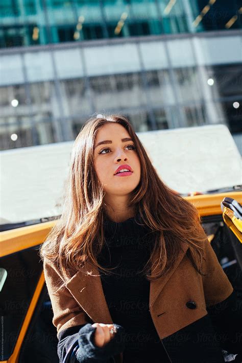 Beautiful Woman Taking A Taxi In New York City By Vero