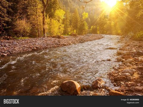 Mountain River Sunset Image And Photo Free Trial Bigstock