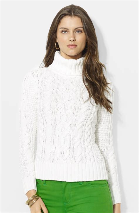 Lauren Ralph Lauren Cable Knit Cotton Blend Turtleneck Sweater Nordstrom
