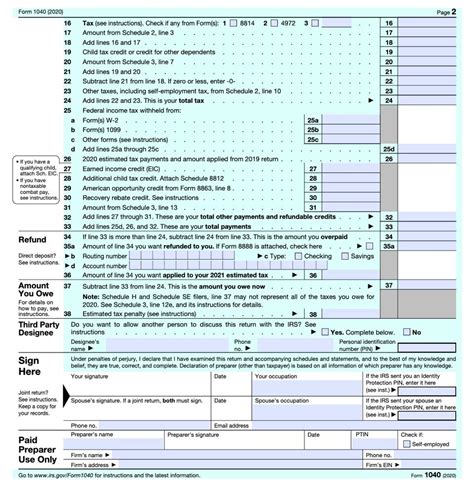 Form 1040 For 2020 P2