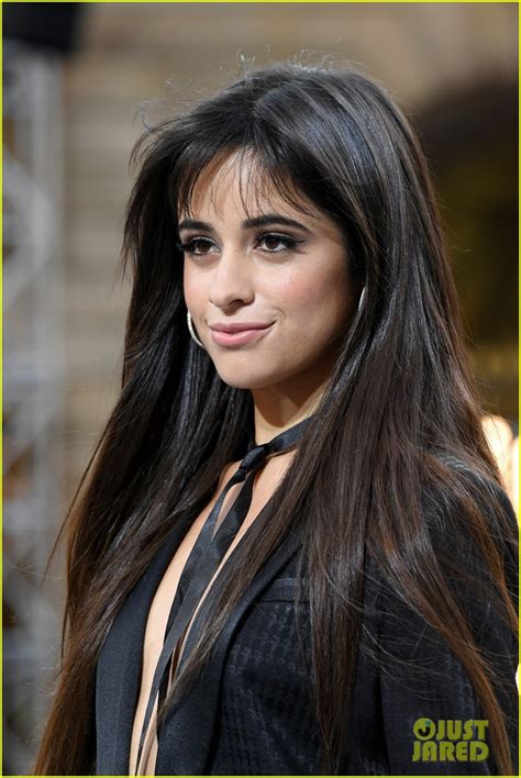camila cabello goes topless in black suit at l oreal s paris fashion week show photo 4361921