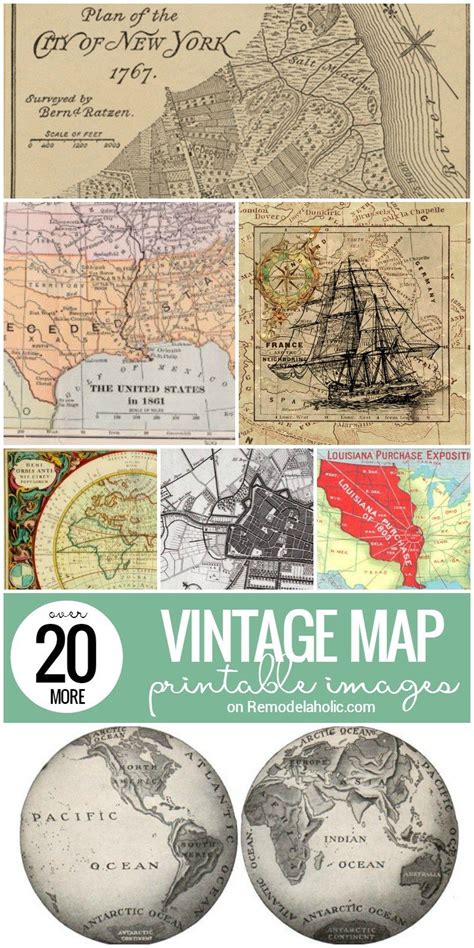 20 More Vintage Map Printable Images Remodelaholic Vintage Maps