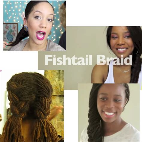 Braid the other piece and wrap it. Fishtail Braid On Locs, Box Braids, Curly & Straight ...