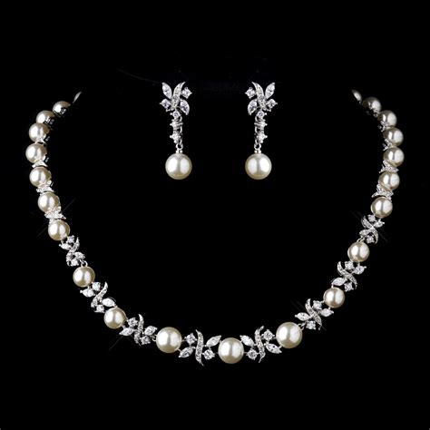 timeless elegant pearl cz bridal jewelry set elegant bridal hair accessories