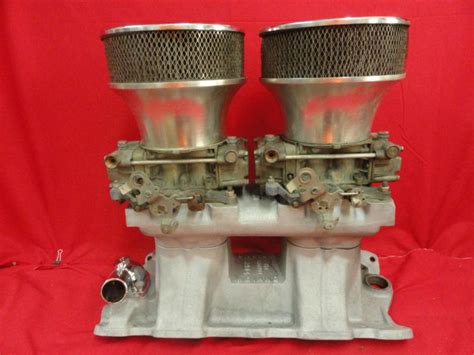 Purchase Weiand Tunnel Ram Dual Quad Intake Sbc Holley 2x4 600cfm W