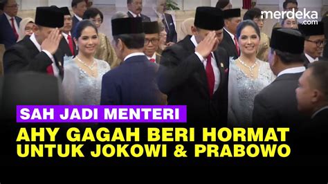 Gagah Ahy Hormat Disalami Jokowi Prabowo Usai Dilantik Jadi Menteri