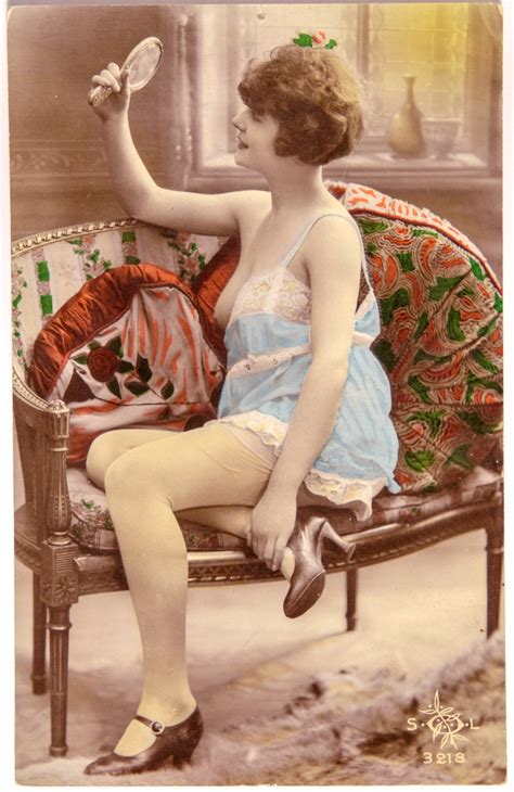 Vintage French Naughty Girl Postcard Hand Colored Photo Etsy