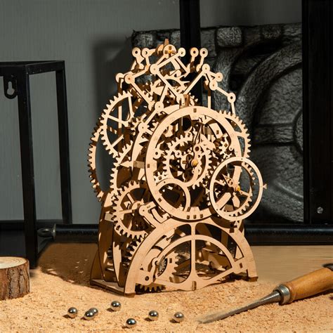 Robotime Laser Cut Pendulum Clock Mechanical Model Kit Wooden Gear 3d