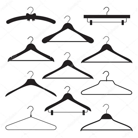 Vector Set Of Different Clothes Hangers Silhouettes Premium Vector In