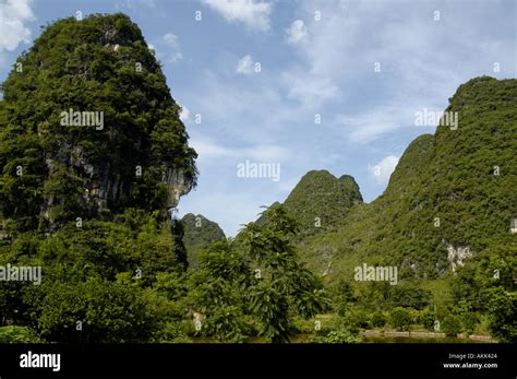 Karst Peaks In Yangshuo County Guilin Guangxi Province China Near