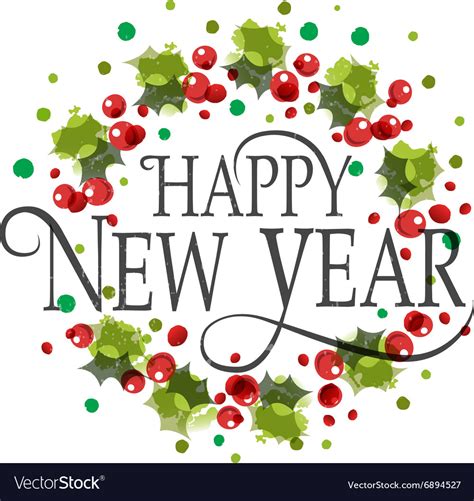 Happy New Year Watercolor Logotype Badge And Icon Vector Image