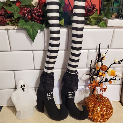 Black And White Striped Witch Legs Witch Wreath Attachment Witch Legs