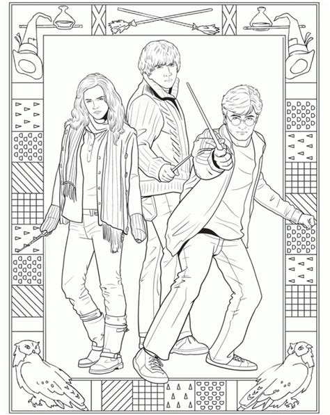 ★fun art challenges, diy's and coloring pages and activities can also be found here! Harry, Hermione and Ron Coloring Page - Free Printable ...