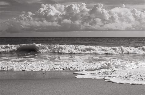 Ocean View From The Beach In Black And White Photograph By Zina