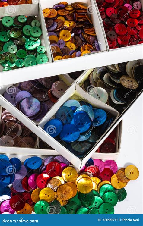 Boxes Of Colourful Buttons Stock Image Image Of Embroidery 33695511
