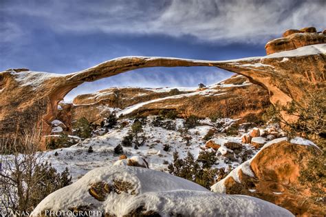 Snowy Landscape Arch The Impressive Landscape Arch Covered Flickr