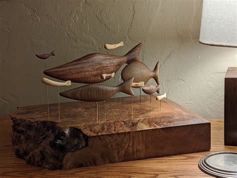Hand Carved Wood Fish Sculpture Etsy
