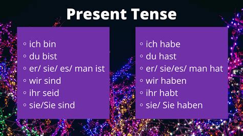 Haben And Sein In Different Tenses Angelikas German Tuition And Translation