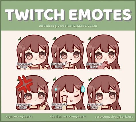 List your discord server right now for free and advertise to hundreds of thousands of visitors today. Twitch Discord Emotes Pack 6 Cute Brown Hair Chibi Girl ...