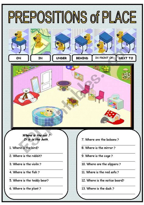Prepositions Of Place Activities Worksheet Prepositions Of Place Hot Sex Picture