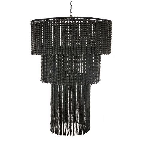 As Shown Fringe Wooden Bead Chandelier Size Dia X H Inches