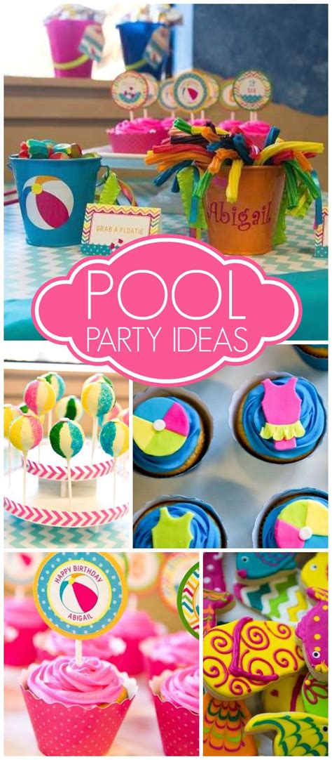 Love This Bright And Cheery Hot Pink And Turquoise Pool Party See More Party Ideas At