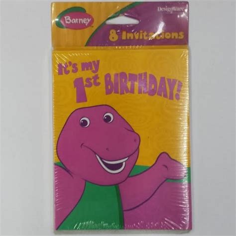 Barney Vintage 1st Birthday Birthday Party Invitations 8ct Balloon