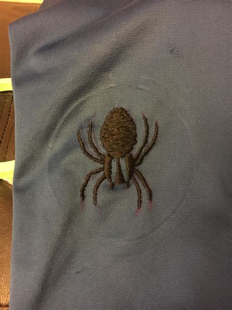 My First Attempt At Visible Mending A Spider To Cover A Hole In The Knee Of My Sons Pants