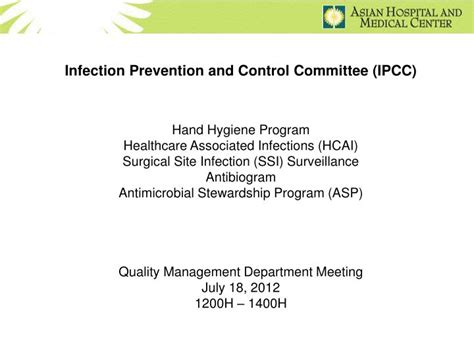 Ppt Infection Prevention And Control Committee Ipcc Hand Hygiene