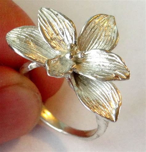 Orchid Ring Sterling Silver Flower Ring Sterling Silver Etsy