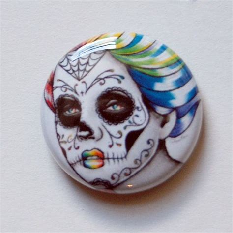 1 Inch Pin Back Button Dia De Los Muertos Day Of The Dead Etsy Pin
