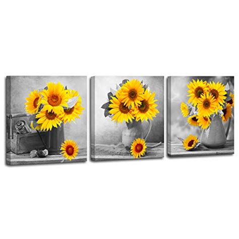 Canvas Artwork Modern Vase Sunflower Decor For Bedroom