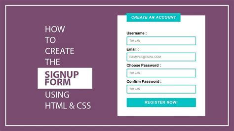 How To Make Signup Form Using Html And Css Create Sign Up Form In