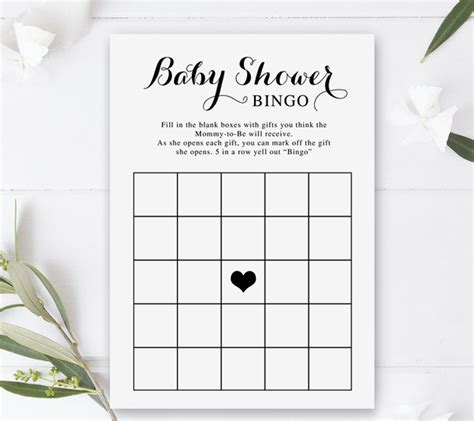 Digital Download Minimalist Baby Shower Bingo Printable Shower Game