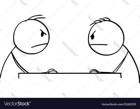 Vector Cartoon Illustration Of Two Angry Men Or Businessmen Sitting At My Xxx Hot Girl